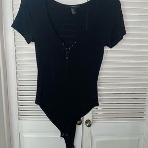 Black v-neck onsie